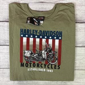 Harley Davidson Motorcycles American Flag Graphic T-shirt